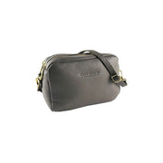 RB1008AQ | Tracollina Donna Doppia Lampo in Vera Pelle Made in Italy. Tracolla removibile. Attacchi con moschettoni in metallo Oro Lucido - Colore Taupe - Dimensioni: cm 20 x 15 x 9-0