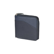RB12175D | Portafogli con Lampo in Vera Pelle pieno fiore, grana dollaro/leggera. Colore Blu. Protezione RFID. Dimensioni da chiuso: cm 11,5 x 10,5 x 2. Confezione: Scatola regalo fondo/coperchio-0
